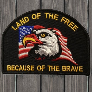 Freedom Iron On Patch, USA Flag Eagle Embroidered Applique Badge for Jackets, Hats, Bags, Land of the Free Patriotic Collectible Patch
