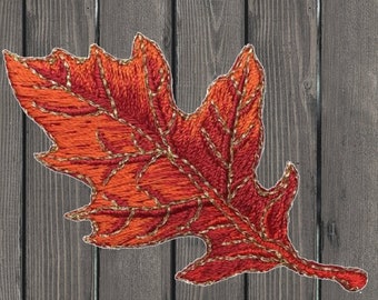 Baum Blatt - Herbst Blätter - Gebrannte Orange Aufnäher - Aufbügler - 695564A
