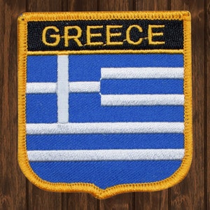 Greece Embroidered Patch, Iron On, Hellenic Republic Hellas Badge, Athens Thessaloniki Travel Gift Patch for Jacket Bag Hat, 2.75&quot; Applique