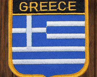 Écusson brodé Grèce, thermocollant, insigne de la République hellénique Hellas, écusson cadeau voyage Athènes Thessalonique pour veste et chapeau, appliqué 2,75 po