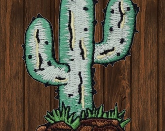 Cactus Embroidered Patch, Saguaro Desert Western Applique, Iron On Badge, DIY Jacket Accessory, Boho Fashion Patch, Cactus Lover Gift 2.5"