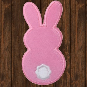 Bunny Rabbit Iron On Patch, 2.75" Embroidered Fuzzy Pink Easter Applique for Jackets, Bags, Spring Outfit Cute Animal Badge Gift