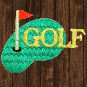 Écusson de golf à repasser, applique brodée de maillons verts de 2,75 pouces pour vestes, sacs, sacs à dos, cadeau de collection pour badge de golfeur