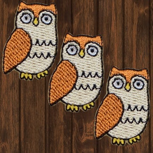 Mini Owl Embroidered Patch 3-Pack, 1&quot; Iron On Hoot Owl Animal Applique Badge for Jackets, Backpacks, Kids Clothes, Crafts, Cute Decor Gift