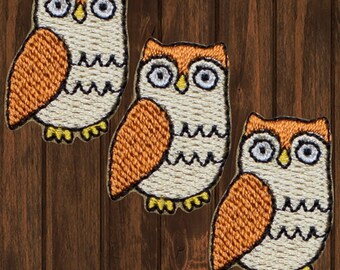 Parches bordados de búho (paquete de 3), 2,5 cm, para planchar, ideales para chaquetas, mochilas, ropa infantil, manualidades y como bonito regalo decorativo.