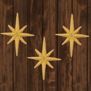 Nativity Star Embroidered Patch 1.25&quot; 3-Pack Iron On - Space Galaxy Universe Applique, Christmas DIY Craft, Celestial Clothing Badge