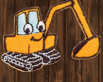 Backhoe Iron On Patch 2.125", Embroidered Digger Tractor Construction Applique Badge for Jackets, Bags, Workwear, Builder Gift