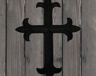 Naszywka z haftowanym czarnym krzyżem, 10 cm aplikacja chrześcijańska do prasowania, odznaka religijna z Jezusem na kurtki, torby, upominek kościelny do kolekcjonowania