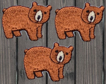 Mini Bear Embroidered Patch 3-Pack, 1" Iron On Animal Applique, Zookeeper Badge, Cute Wildlife DIY Patch for Jackets, Bags, or Hats