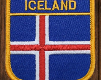 Iceland Iron On Patch, Reykjavik Glaciers & Arctic Circle Embroidered Applique Badge for Jackets, Hats, Bags, Nordic Travel Patch 2.75"