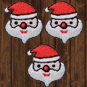 Mini Santa Claus Iron On Patch, 3-Pack Christmas St. Nick Badge, 1&quot; Embroidered Holiday Applique, for Jackets, Backpacks, Festive Decor