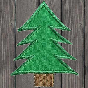 Pine Tree Embroidered Patch, 2.25&quot; Iron On Evergreen Applique, Conifer Nature Badge, Outdoor Jacket Patch, Forest DIY Sewing Decor