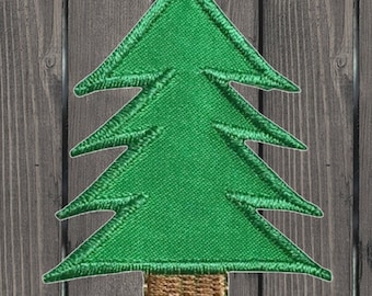 Pine Tree Embroidered Patch, 2.25" Iron On Evergreen Applique, Conifer Nature Badge, Outdoor Jacket Patch, Forest DIY Sewing Decor