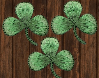 Shamrock Embroidered Patch Set, 3-Pack 2" Iron On Clover Good Luck Appliques for Jackets, Hats, Bags, St. Patrick's Day or Irish Decor