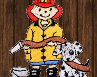 Patch brodé pompier 2,5 pouces thermocollant, badge de tuyau d'incendie pour chien dalmatien, cadeau pompier, objet de collection pour vestes et sacs à dos