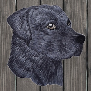 Black Labrador Iron On Patch, 2.38&quot; Embroidered Dog Applique Badge, Black Lab Retriever Patch for Jackets, Hats, Backpacks, Collectors