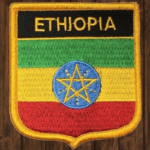 Ethiopia Embroidered Patch, Iron On, Horn of Africa Addis Ababa Badge, Haile Selassie Applique, 2.75 Inch Patch for Jacket Backpack Hat