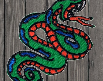 Snake Embroidered Patch 2-7/8" Iron On, Carnivorous Reptile Patch, Snake Applique for Jackets, Backpacks, DIY Crafts, Animal Lover Gift