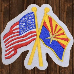 Arizona Iron On Patch 3.5&quot;, USA Flag AZ Flag Applique for Jackets, Bags, Hats, Collectible, High-Quality Embroidered Design