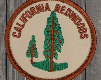 Toppa termoadesiva California da 2,5", sequoie e sequoie, stemma naturalistico CA per giacche, borse, oggetto da collezione, design di alta qualità