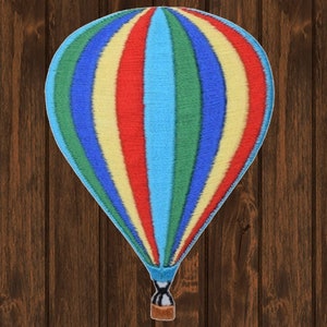 Hot Air Balloon Embroidered Patch 3&quot; Iron On, Flying Balloon Ride Badge, Travel Patch for Jackets Backpacks Hats, Collectible Patch