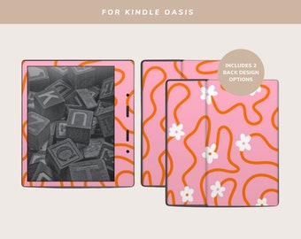 DIGITAL DOWNLOAD | Kindle Decal for Kindle Oasis E-Reader | NOT a .svg Cut File | Squiggly Line Pink & Orange