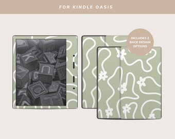DIGITAL DOWNLOAD | Kindle Decal for Kindle Oasis E-Reader | NOT a .svg Cut File | Squiggly Line Sage