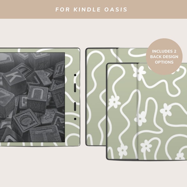 DOWNLOAD DIGITALE / Decalcomania Kindle per e-reader Kindle Oasis / NON un file di taglio .svg / Squiggly Line Sage