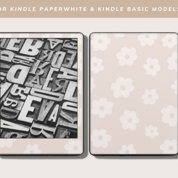 DIGITAL DOWNLOAD | Kindle Decal for Kindle E-Reader | Decal Artwork JPG File | Neutral Floral