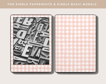 DIGITAL DOWNLOAD | Kindle Decal for Kindle E-Reader | Decal Artwork JPG File | Pink Gingham