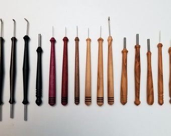 Bobbin Lace Tools Hand Turned, Pin Pusher, Pin Lifter or Pricker in Various Exotic Woods
