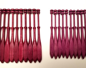 Square International Double Head Lace Bobbins, Hand Turned From Purpleheart, 2 Sizes Available - Sold in Packs of a 10 (5 Pairs)