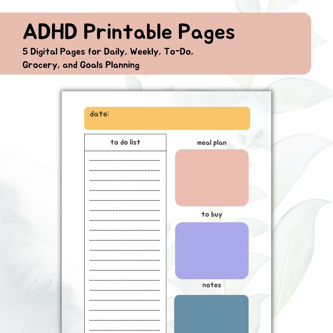 ADHD Printable To do Lists Etsy