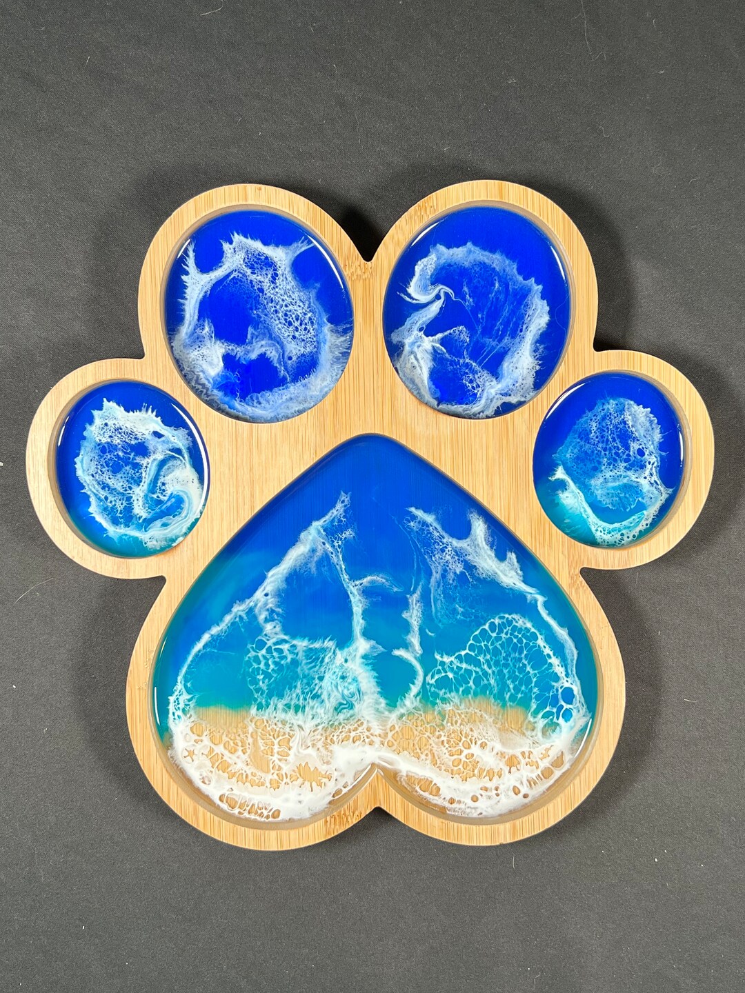 Paw Print Ocean Artwall Art Resin Ocean Resin Beach Etsy