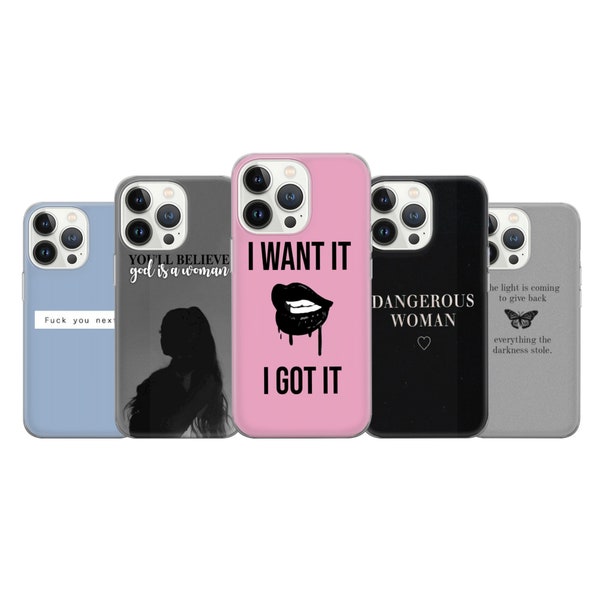 Ariana Phone Case Grande Song Lyrics Music Cover Fit For iPhone 15 14 13 12 11 Pro Max Xr, Samsung S24 S23 S22 FE A15 Note 20 Pixel 8A 7