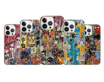 Basquiat Phone Case Graffiti Abstract Art Cover Fit For iPhone 17 16 15 14 Pro Max Xr 10 8 Plus, Samsung S25 S24 S23 FE A16 A54 Pixel 8A 10