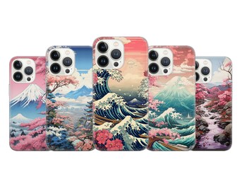 Japanese Phone Case Pink Sakura Fuji Cover Fit For iPhone 17 16 15 14 Pro Max Xr 10 8 Plus Samsung S25 S24 S23 FE Note 20 A54 Pixel 8A 10