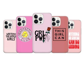 Girl Power Phone Case Feminist Cover Fit iPhone 16 15 14 13 12 Pro Max Xr 7 8 Plus, Samsung Galaxy S24 S23 S22 FE Note 20 A54 Pixel 8A 7