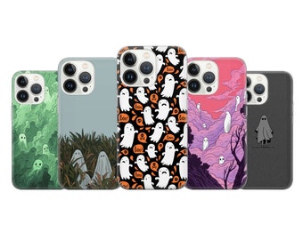 Halloween Phone Case Spooky Ghost Cover Fit For iPhone 17 16 15 14 Pro Max Xr 10 8 Plus, Samsung S25 S24 S23 FE A16 A54 Note 20 Pixel 8A 10