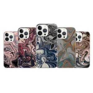 Marble Phone Case Pink Black Blue Cover Fit For iPhone 17 16 15 14 Pro Max Xr 10 8 Plus, Samsung S25 S24 S23 FE Note 20 A54 Pixel 8A 10