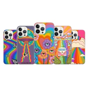 Custodia per telefono psichedelica trippy Indie Hippie Cover adatta per iPhone 16 15 14 13 Pro Max Xr 7 8 Plus, Samsung S24 S23 S22 FE A16 A54 Pixel 8A 7