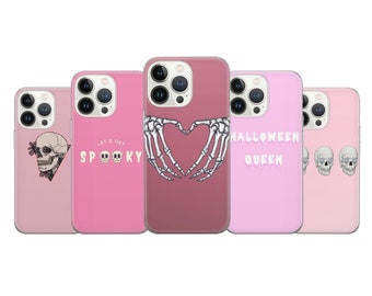Pink Skelett Handytasche Schädel decken passen für iPhone 17 16 15 14 Pro Max Xr 10 8 Plus, Samsung S25 S24 S23 FE A16 A54 Hinweis 20 Pixel 8A 10
