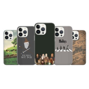Custodia per telefono "Il Signore degli Anelli" con Gandalf e Hobbit, adatta per iPhone 16, 15, 14, 13 Pro Max Xr, 7, 8, Samsung S24, S23, S22 FE, A16, A54, Pixel 8A, 7.