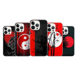 Japanese Phone Case Red Blood Moon Cover Fit For iPhone 16 15 14 13  Pro Max Xr 7 8 Plus Samsung S24 S23 S22 FE Note 20 A54 Pixel 8A 7