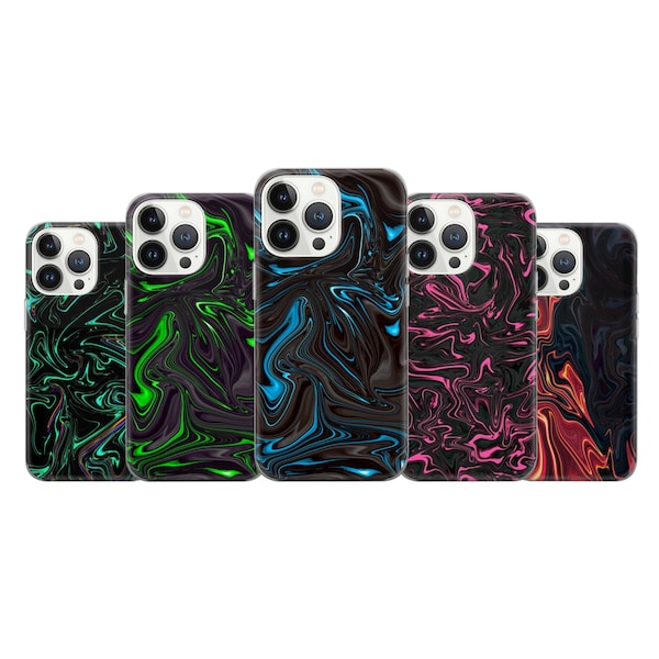Neon Marble Phone Case Pink Black Blue Cover Fit For iPhone 15 14 13 12 11 Pro Max Xr 7 8 Plus Samsung S24 S23 S22 FE Note 20 A54 Pixel 8A 7