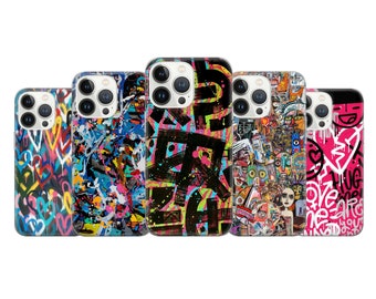 Graffiti Phone Case Basquiat Abstract Art Cover Fit For iPhone 17 16 15 14 Pro Max Xr 10 8 Plus, Samsung S25 S24 S23 FE A16 A54 Pixel 8A 10