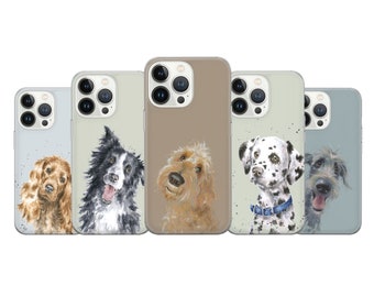 Dog Painting Phone Case Watercolor Art Cover Fit For iPhone 17 16 15 14 Pro Max Xr, Samsung S25 S24 S23 FE A16 A54 Note 20 Pixel 8A 10