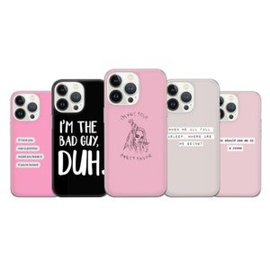 Custodia per telefono Billie Eilish Testo della canzone Bad Guy Cover adatta per iPhone 16 15 14 13 Pro Max Xr, Samsung S24 S23 S22 FE A16 Note 20 Pixel 8A 7