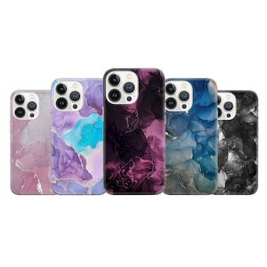 Marble Phone Case Pink Black Rose Cover Fit For iPhone 17 16 15 14 Pro Max Xr 10 8 Plus, Samsung S25 S24 S23 FE Note 20 A54 Pixel 8A 10