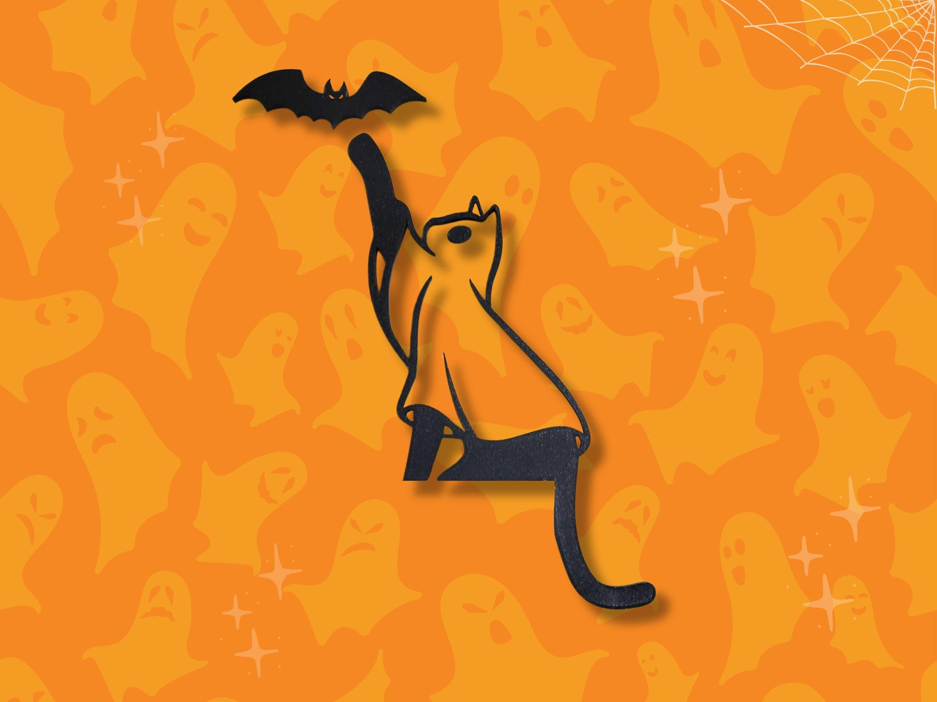 Cat Ghost Door Topper, Ghost Door Corner Sign, Halloween Bat Door Topper, Black Cat Decor, Cat Lover Gift, Cute Adorable Kid Door Decoration